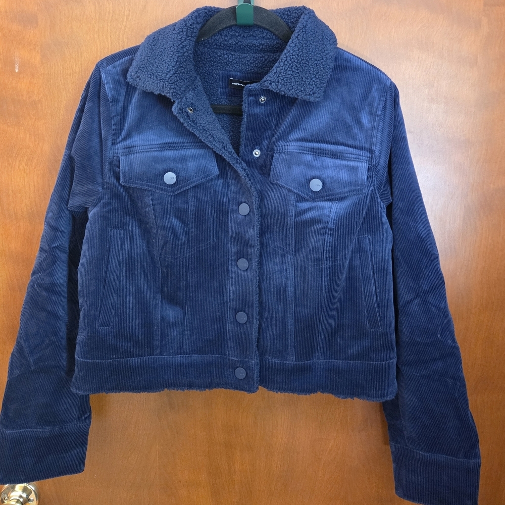 Universal Standard Blue Cordory Coat Lined Pockets Size 4XS NWT